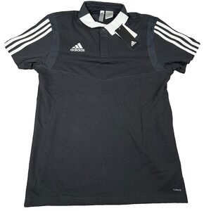 Adidas Tiro 19 Mens Medium Black Sports Climalite Short Sleeve Polo Shirt NWT